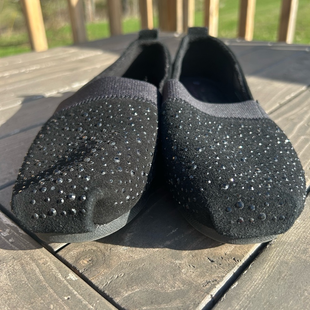 BOBS from Skechers Womens Luxe Fashion Slip-On Flats Black Suede Leather Size 9 - Picture 2 of 10